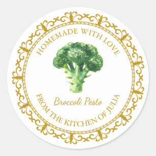 Vintage Homemade Broccoli Pesto Runder Aufkleber