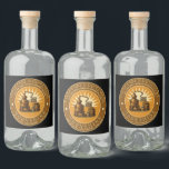 Vintage Homemade Moonshine Template Alkoholflaschenetikett<br><div class="desc">Easily create and customize labels for your products with this template. The center whiskey still graphic can easily be replaced with your own image or logo. You can customize the color of the circle banner and the background color. All the text can be personalized and each graphic element is on...</div>