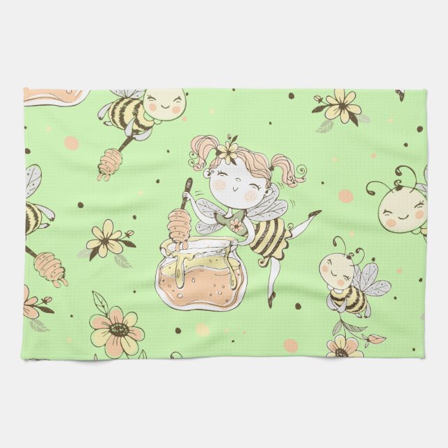 Vintage Honey Bee Decor Geschirrtuch (Horizontal)