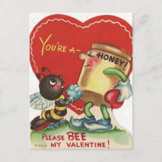 Vintage Honey Bee Valentine Postcard der 50er Jahr Postkarte
