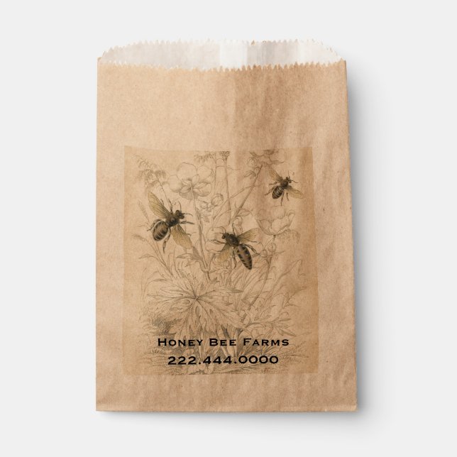 Vintage Honey Bees Business Food Bag Geschenktütchen (Vorderseite)