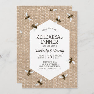 Vintage Honeybee Burlap Probe Dinner Einladung