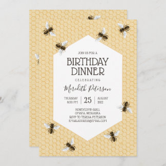 Vintage Honeybee Geburtstagsfest Einladung