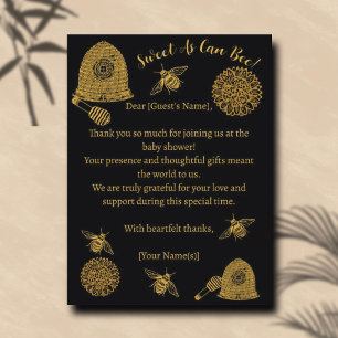 Vintage Honeycomb Bee Black Baby Dusche Postkarte