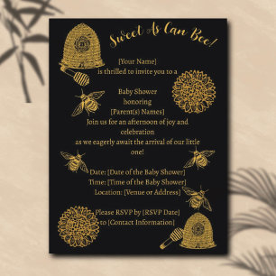 Vintage Honeycomb Bee Black Baby Dusche Postkarte