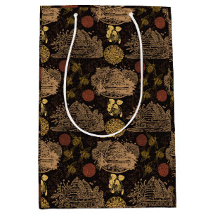 Vintage Honeycomb Bee Black Mittlere Geschenktüte