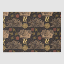 Vintage Honeycomb Bee Black Seidenpapier