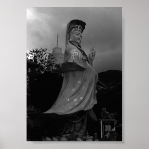 Vintage Hong Kong Repulse Bay Kwun Yam Statue Poster