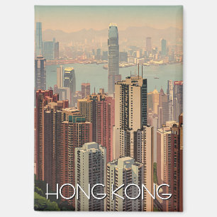 Vintage Hong Kong Wolkenkratzer Reise Magnet