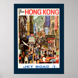 Vintage-Hongkong-Reiseposter Poster