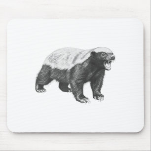 Vintage-Honig-Dachs-Zeichnung Realistische Wildtie Mousepad