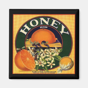 Vintage Honig- und Orangen-Werbeetikett Magnet