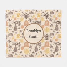 Vintage Honigbiene Fleecedecke