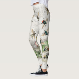 Vintage-Honigbiene- Königin-Biene-Entomologie-Bota Leggings