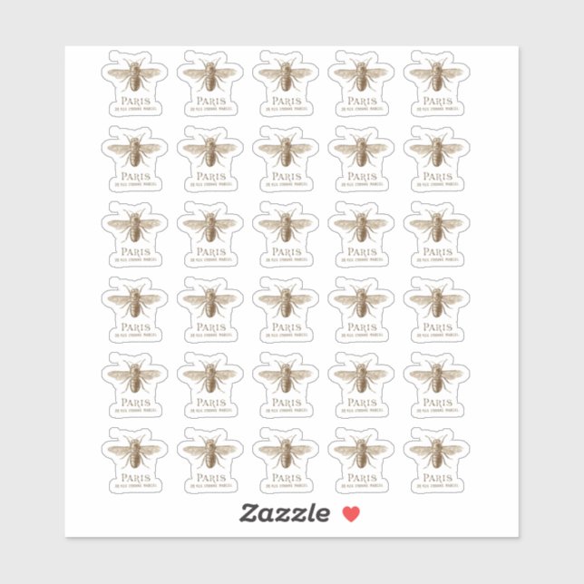 Vintage Honigbiene mit Pariser Adresse Aufkleber (Blatt)