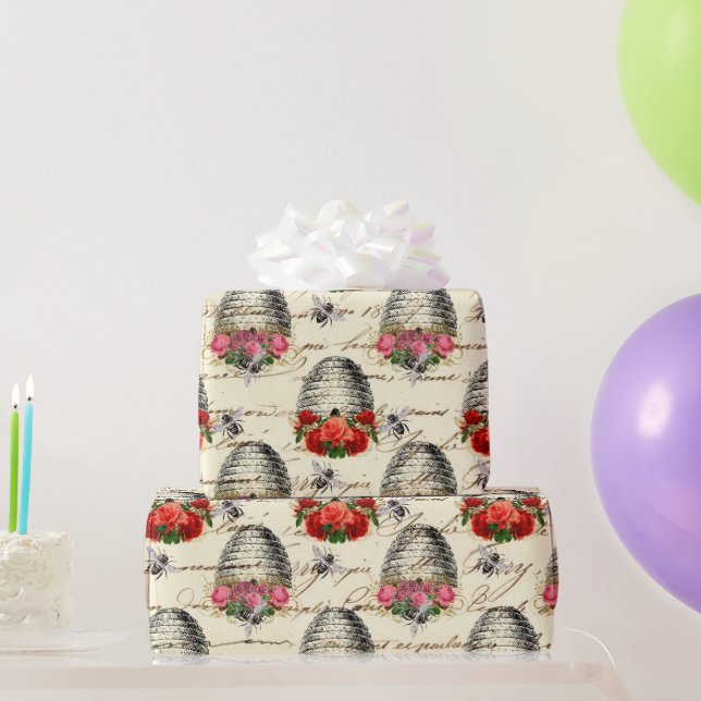 Vintage Honigbiene-Muster  Geschenkpapier (Partygeschenke)