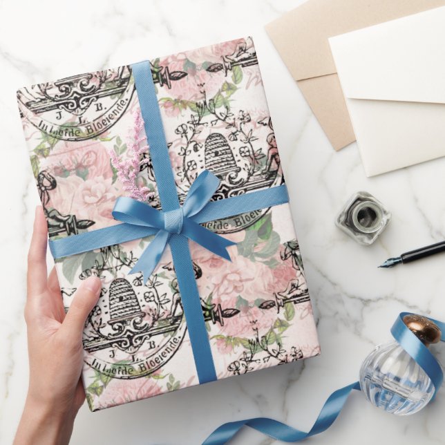 Vintage Honigbiene-Muster  Geschenkpapier (Schenken)