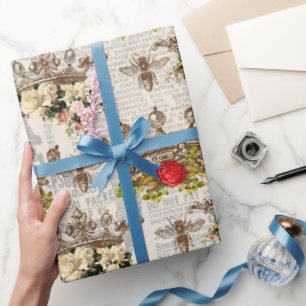 Vintage Honigbiene-Muster Geschenkpapier