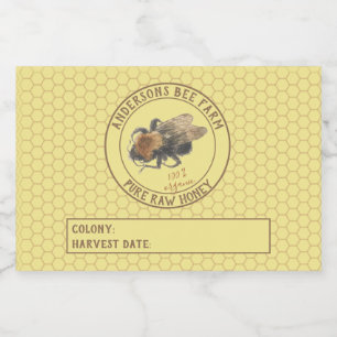 Vintage Honigbiene u. Bienenwabe des Lebensmitteletikett