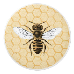 Vintage Honigbiene und Bienenwabe Keramikknauf
