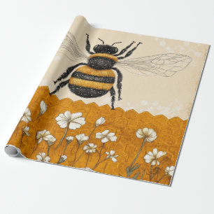 Vintage Honigbiene Wildblumengarten (10) Geschenkpapier