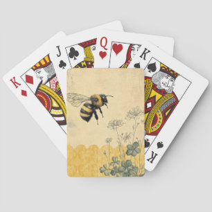 Vintage Honigbiene Wildblumengarten (8) Spielkarten
