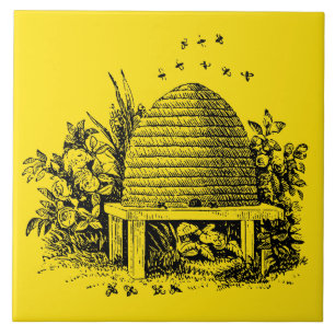 Vintage-Honigbienen-Bienenstock-Keramikfliese Fliese