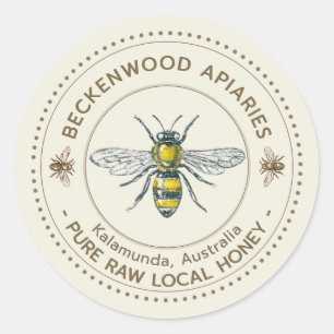 Vintage Honigbienen-Honig-Etikett gestrichene Gren Runder Aufkleber