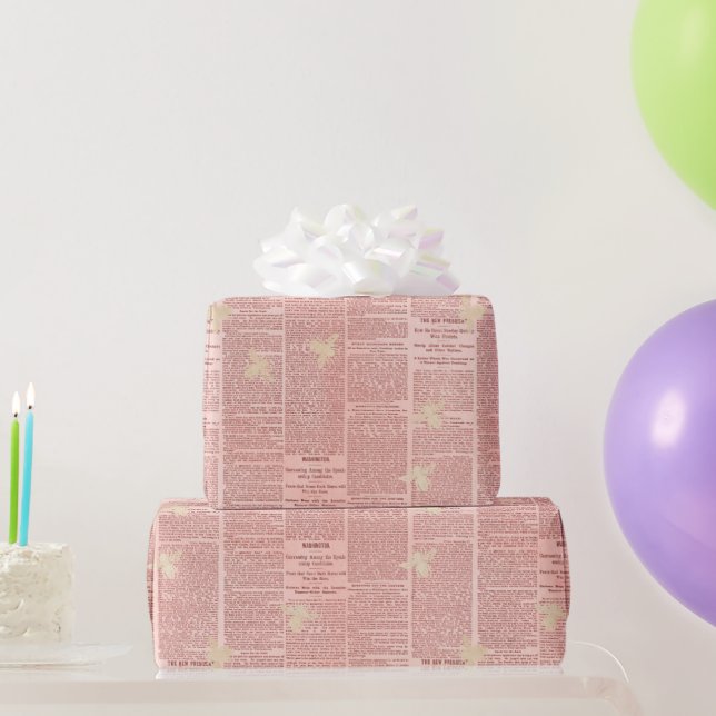 Vintage Honigbienen-Muster  Geschenkpapier (Partygeschenke)