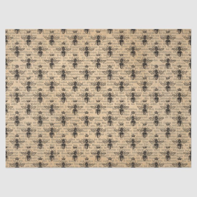 Vintage Honigbienen-Serie, Design 4 - Gewebepapier Seidenpapier (Vorderseite)