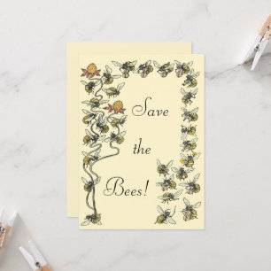 Vintage Honigbienen spielen Musik - Rettet die Bie Karte