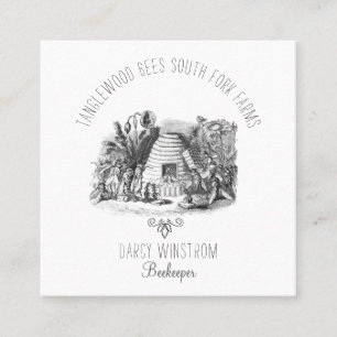 Vintage-Honigbienenstock Imker Apiary Floral Quadratische Visitenkarte