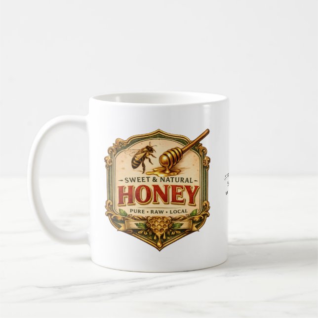Vintage-Honigetikett Imker-Geschenk Kaffeetasse (Links)