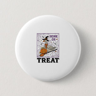 Vintage Honk Or Treat Hexen-Gans Halloween-Shirt_ Button