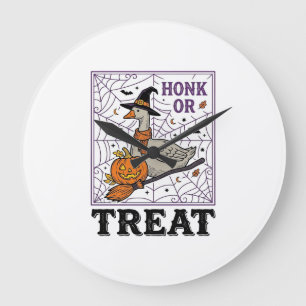 Vintage Honk Or Treat Hexen-Gans Halloween-Shirt_ Große Wanduhr