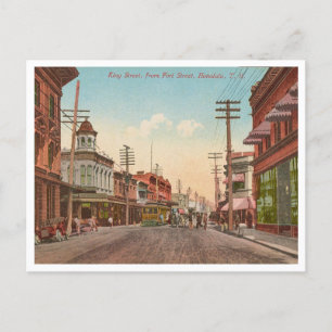 Vintage Honolulu Hawaii King Street Postkarte
