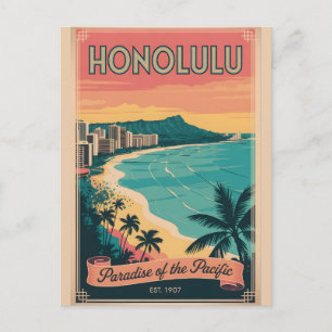 Vintage Honolulu Hawaii Paradies des Pazifik Postkarte