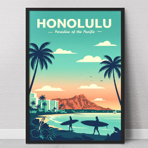 Vintage Honolulu Hawaii Poster