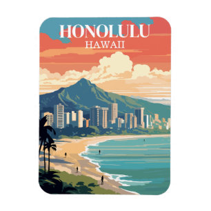 Vintage Honolulu Hawaii Reise-Souvenir Magnet