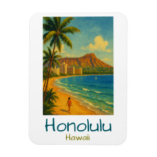 Vintage Honolulu Hawaii Waikiki Strand Magnet