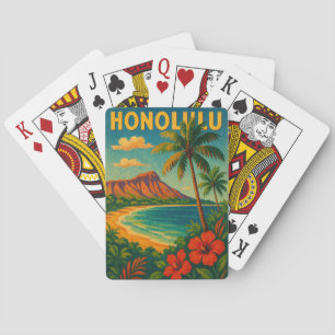 Vintage Honolulu Oahu Hawaii Strand Hawaii Reise Spielkarten