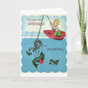 Vintage Hooked Mermaid Valentine's Day Card Feiertagskarte