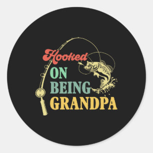 Vintage Hooked On Being Grandpa Vater-Tag Fishi Runder Aufkleber