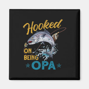 Vintage Hooked On Being Opa Lustig Angeln Vatertag Magnet
