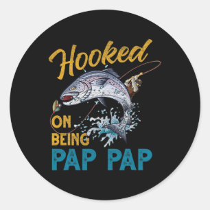 Vintage Hooked On Being Pap Pap Lustiger Angel-Vat Runder Aufkleber