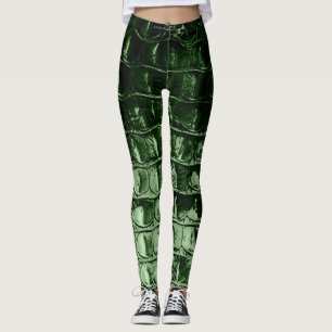 VINTAGE "HORNBACK"-ALLIGATORENLEDER PINE GREEN LEGGINGS