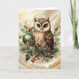 Vintage Horned Owl Christmas Feiertagskarte