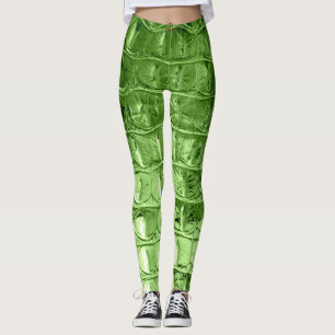 VINTAGE "HORNRÜCKEN"-ALLIGATOR-LEDER BLATTGRÜN LEGGINGS