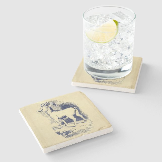 VINTAGE HORNSCHAFE STEINUNTERSETZER (Seitenansicht)