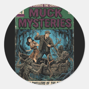 Vintage-Horror-Comic-Book-Cover Muck-Mysterien Runder Aufkleber